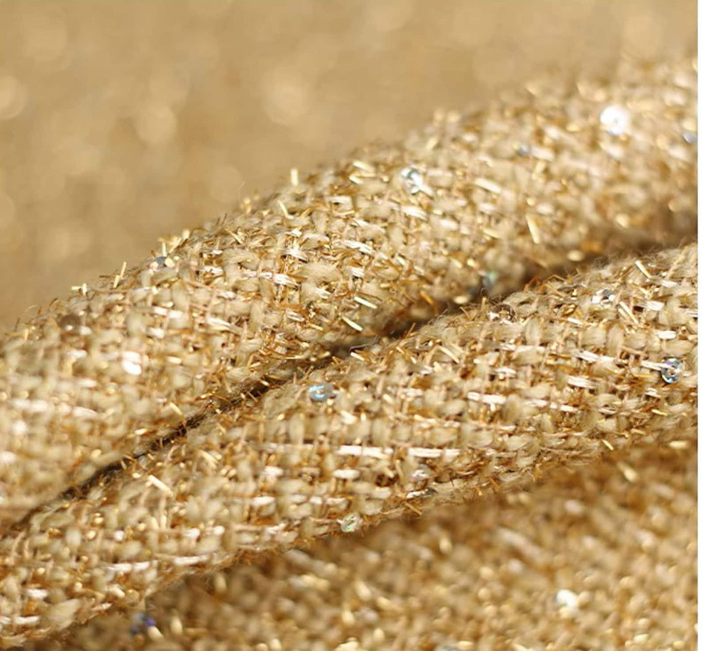 Woven Sequins Beaded Tweed Fabric