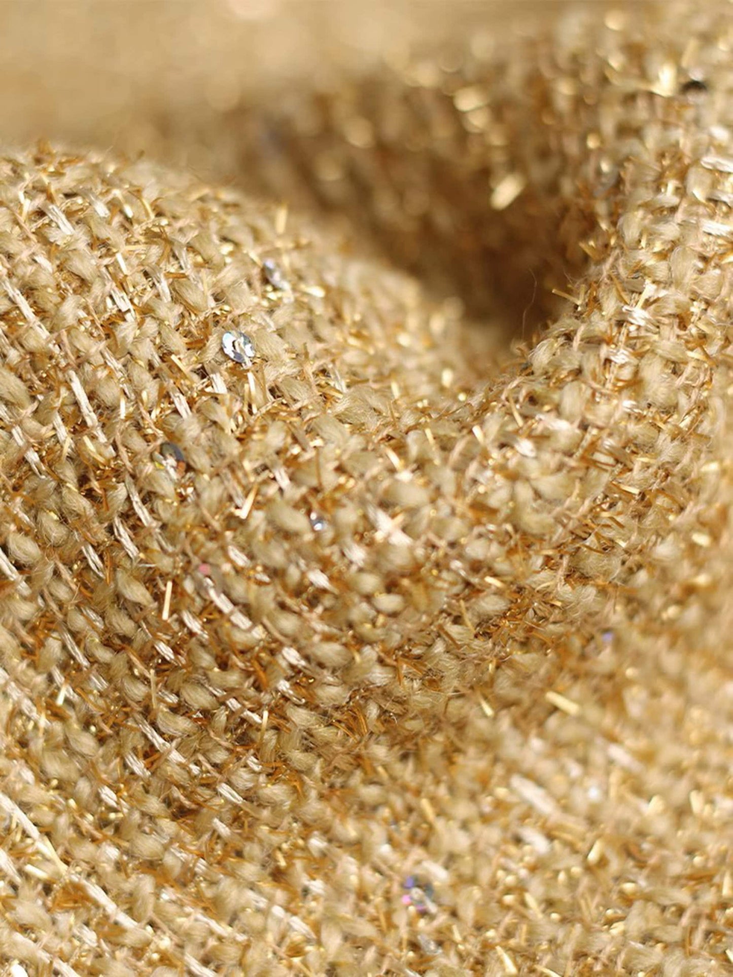 Woven Sequins Beaded Tweed Fabric
