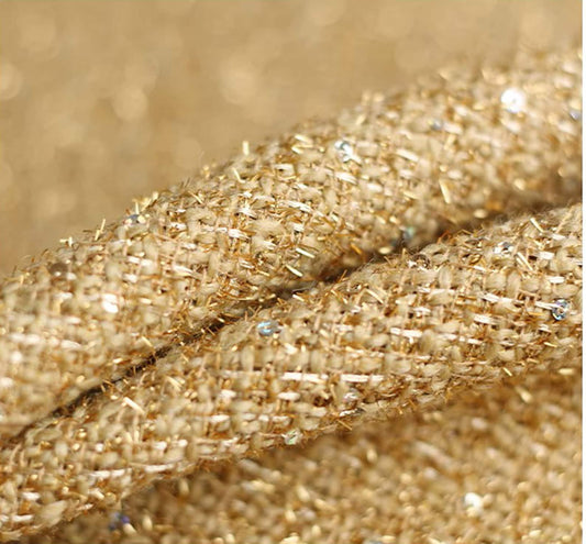 Woven Sequins Beaded Tweed Fabric